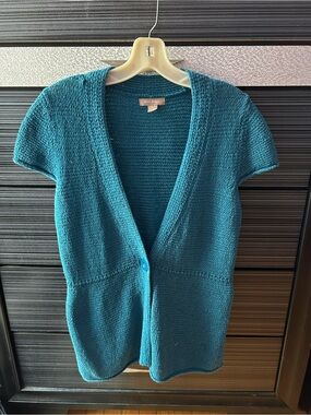White Stag Teal Short-Sleeve Knit Cardigan/vest